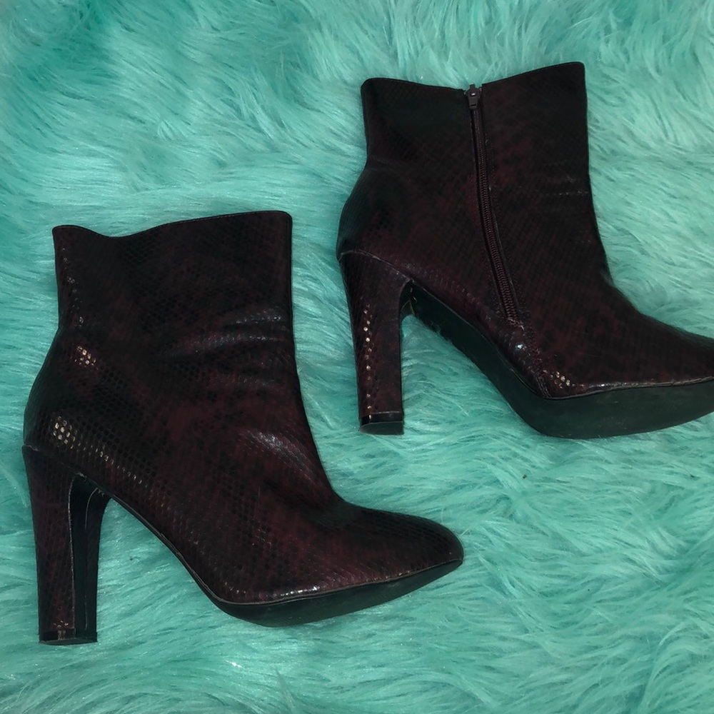 Burgundy Python Short Boot - Picture 2 of 3